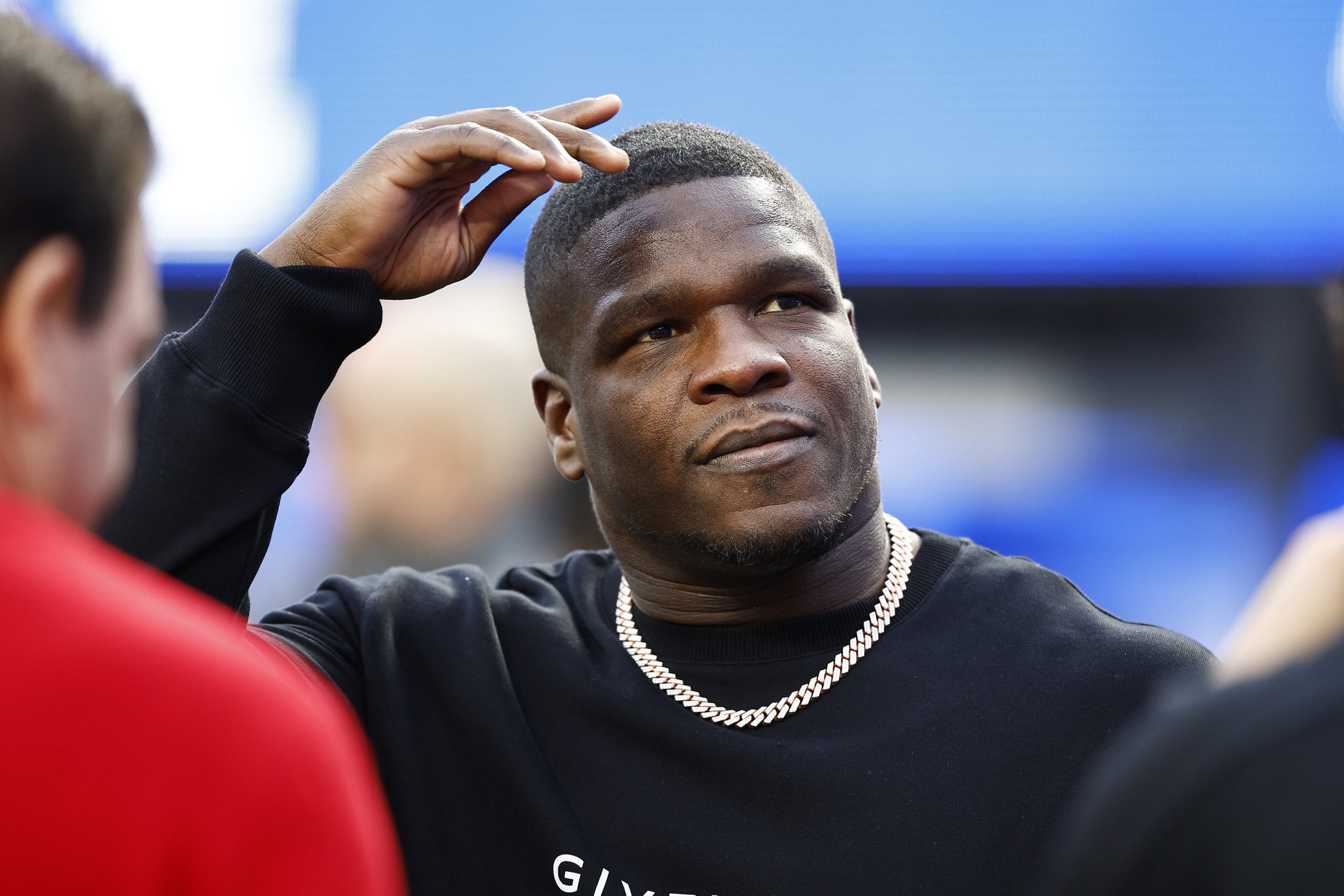 Former San Francisco 49er Frank Gore looks on before the NFC Championship Game against the Los Ange...