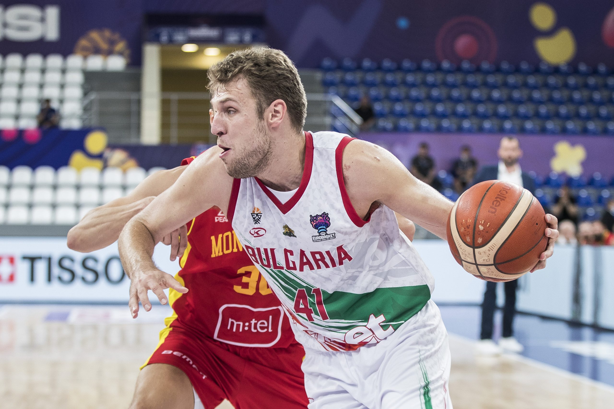 TBILISI, GEORGIA - SEPTEMBER 04: Aleksandar Vezenkov of Bulgaria drives to the basket during the FI...