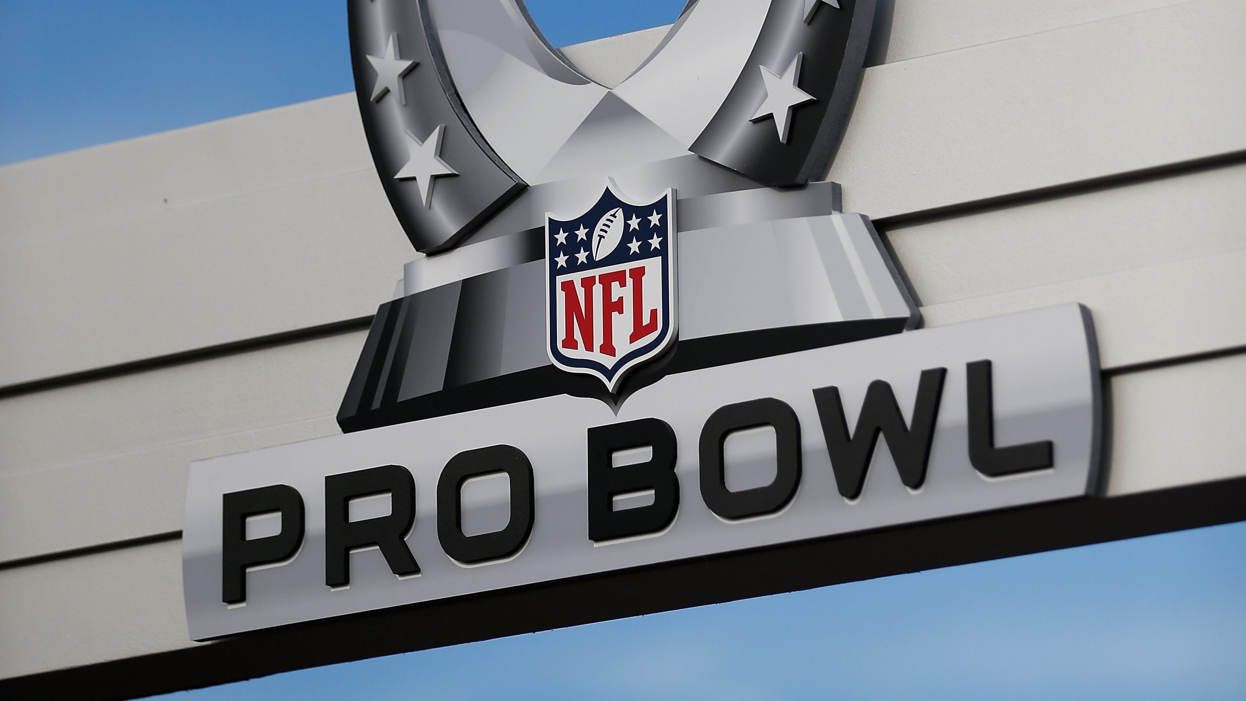 A general view of the 2015 Pro Bowl logo outside the University of Phoenix Stadium on January 25, 2...