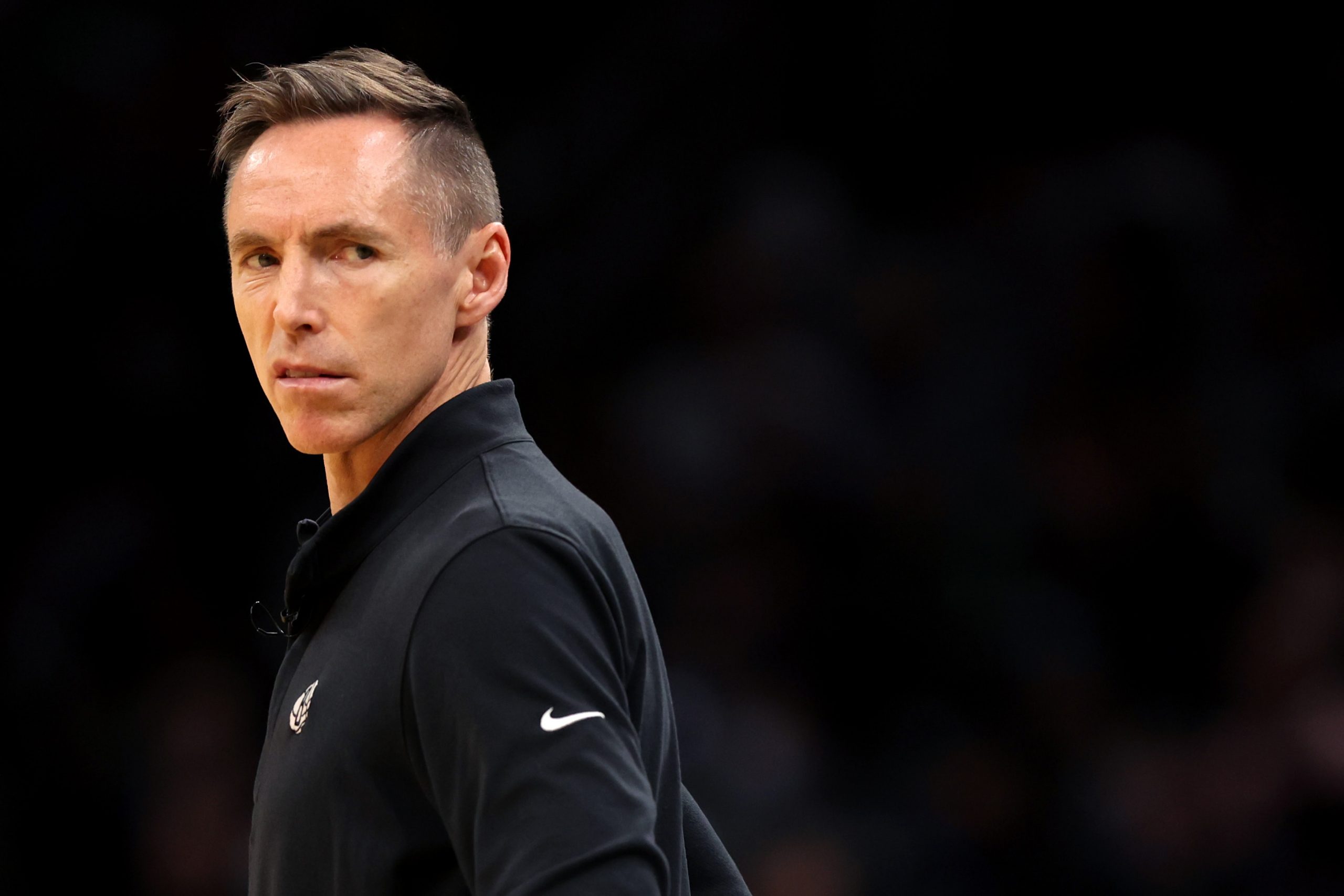Brooklyn Nets head coach Steve Nash looks on during the first quarter of Round 1 Game 1 of the 2022...