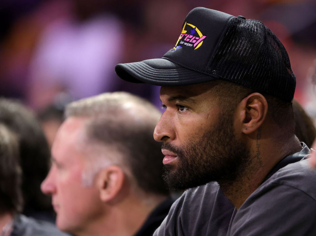 Former Sacramento Kings player DeMarcus Cousins attends an exhibition game between Boulogne-Levallo...