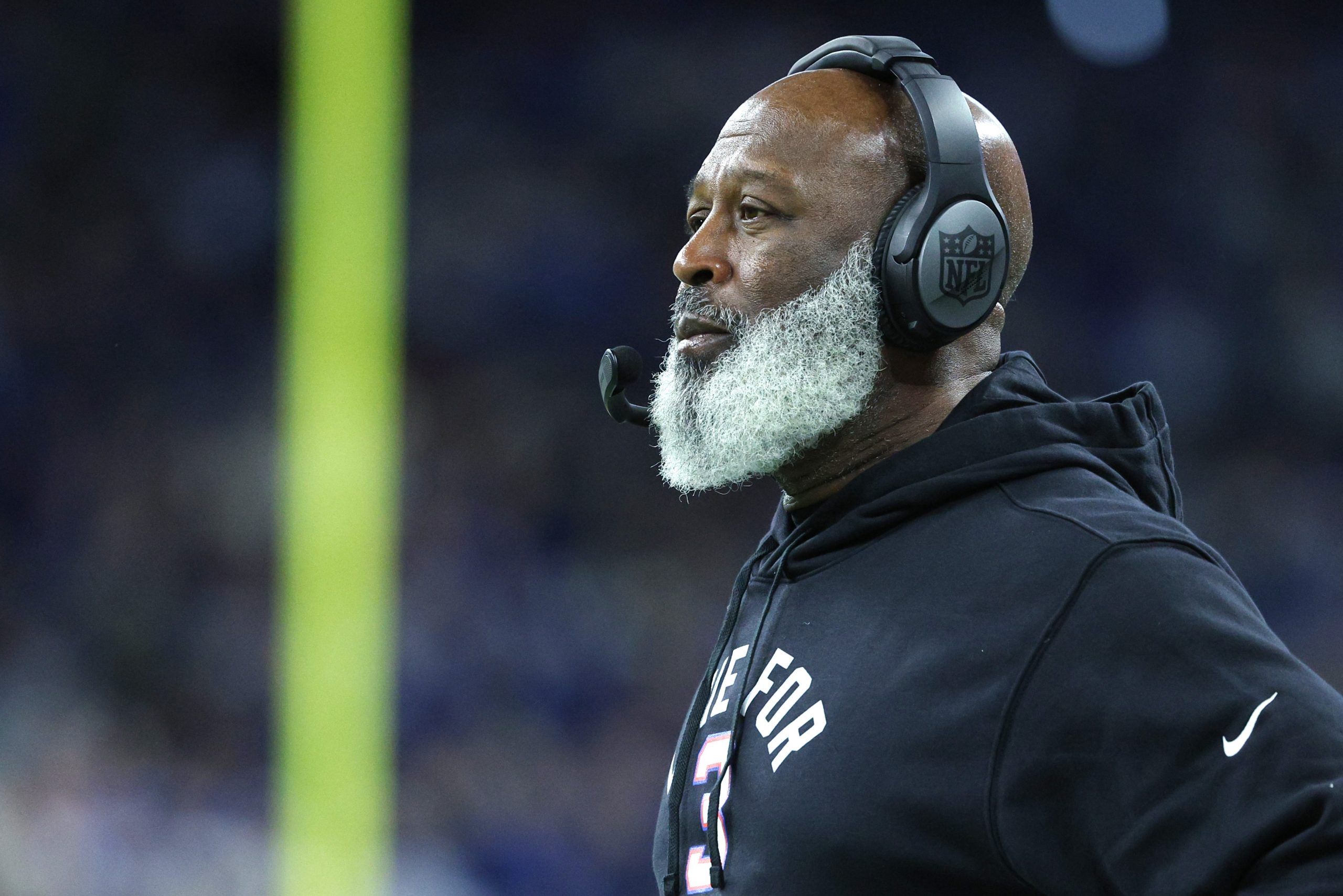 Head Coach Lovie Smith of the Houston Texans looks on during the second half of the game against th...
