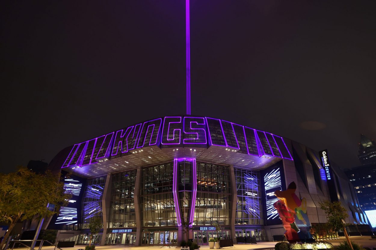 An exterior view showing the Beam after the Sacramento Kings defeated the Los Angeles Lakers at Gol...