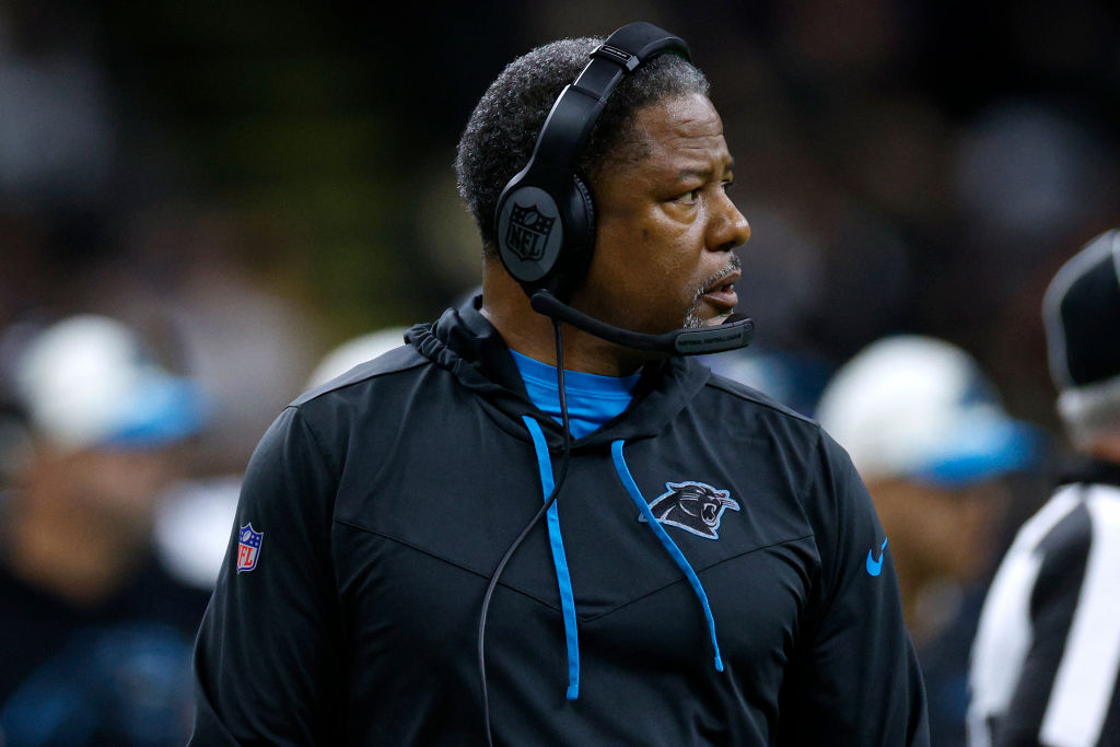 Steve Wilks of the Carolina Panthers looks on during the second half against the New Orleans Saints...
