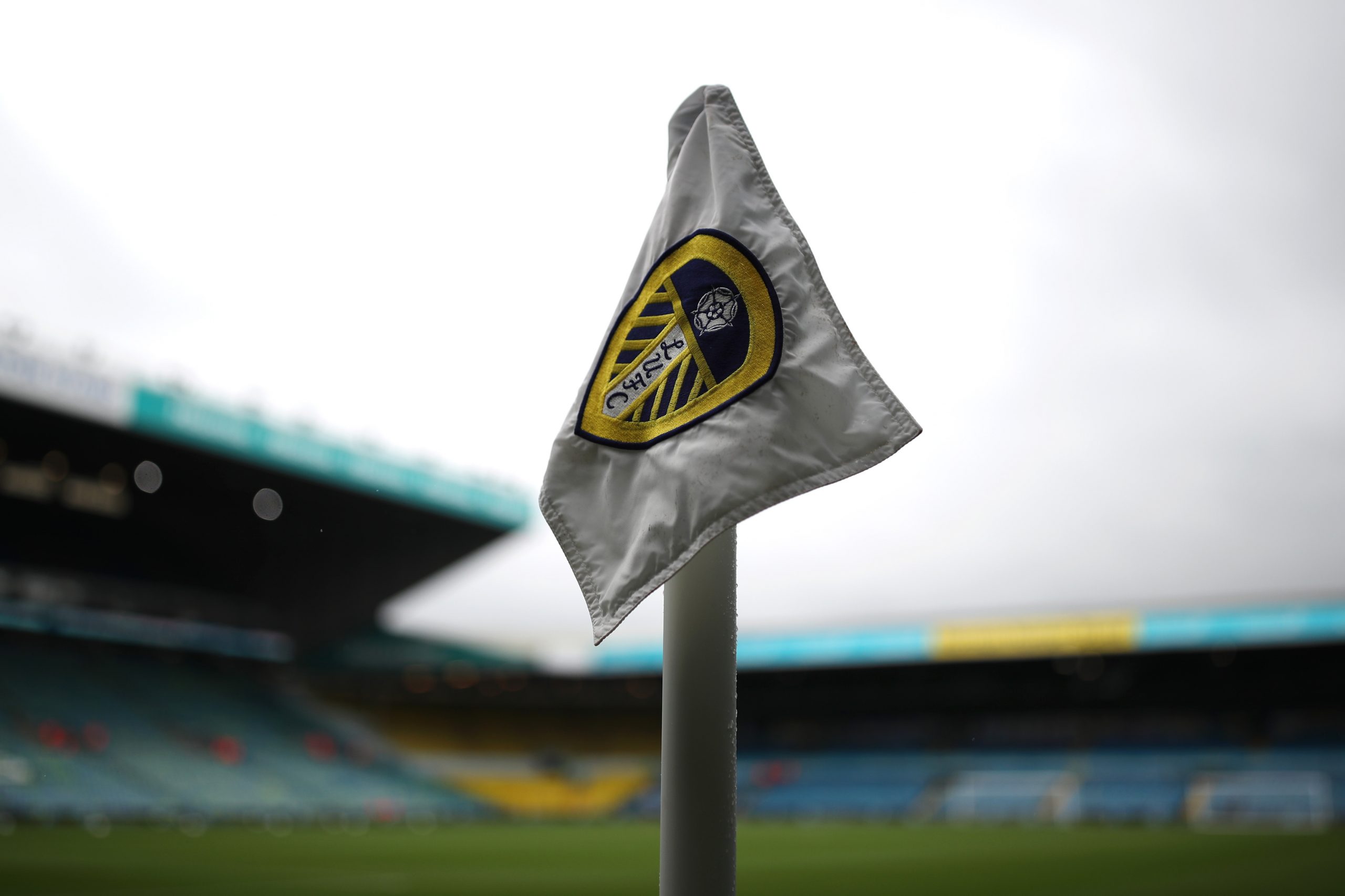 49ers; A detailed view of a corner flag prior to during the Premier League match between Leeds Unit...