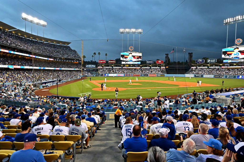 LOS ANGELES, CA - AUGUST 18: General view of Dodger Stadium during the game between the Los Angeles...
