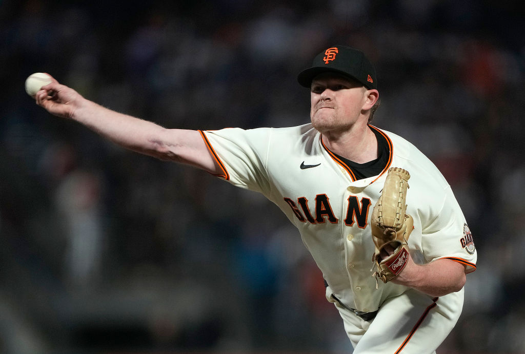 SAN FRANCISCO, CALIFORNIA - AUGUST 02: Logan Webb #62 of the San Francisco Giants pitches against t...