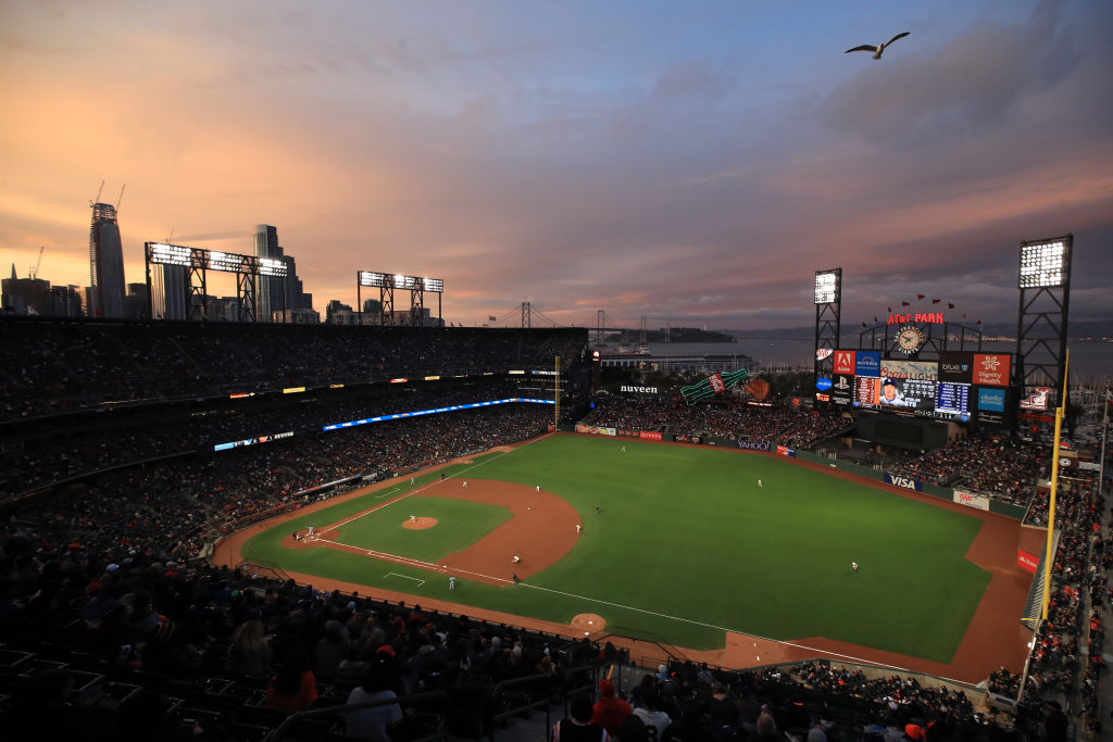 SAN FRANCISCO, CA - APRIL 24: A general view of the San Francisco Giants playing against the Los An...