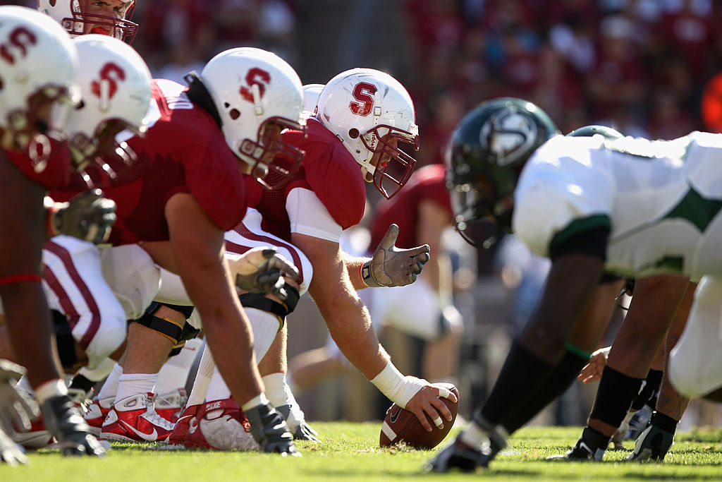 The Stanford Cardinal lines up against Sacramento State Hornets at Stanford Stadium on September 4,...
