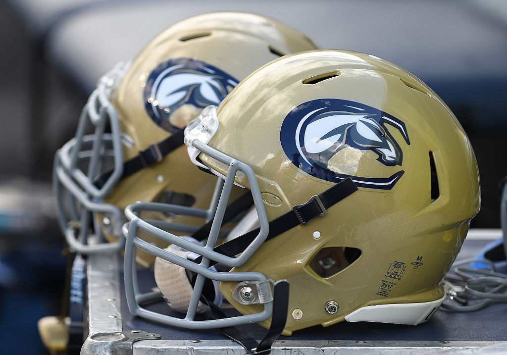 September 3, 2016 - A UC Davis helmet sits on an equipment box during an NCAA football game between...