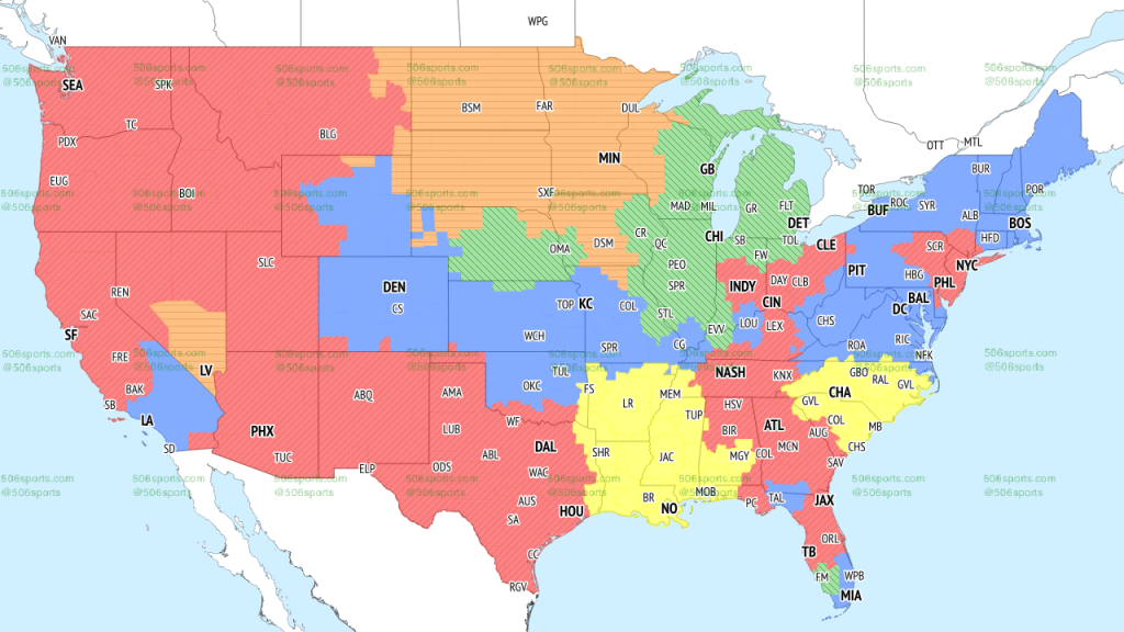 Las Vegas Raiders vs Minnesota Vikings viewing map. (Courtesy of 506 Sports)