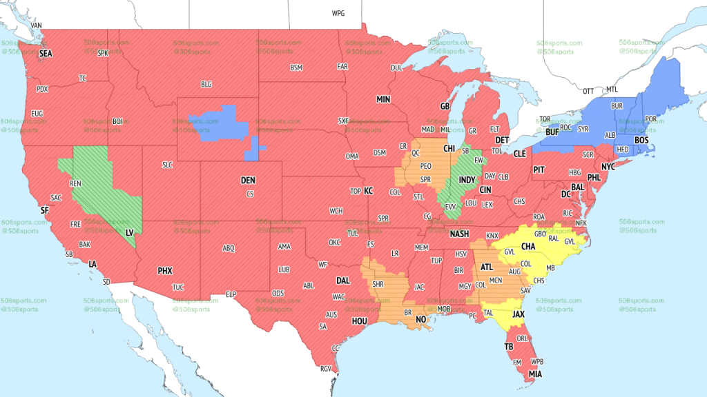 Las Vegas Raiders vs Indianapolis Colts viewing map. (Courtesy of 506 Sports)