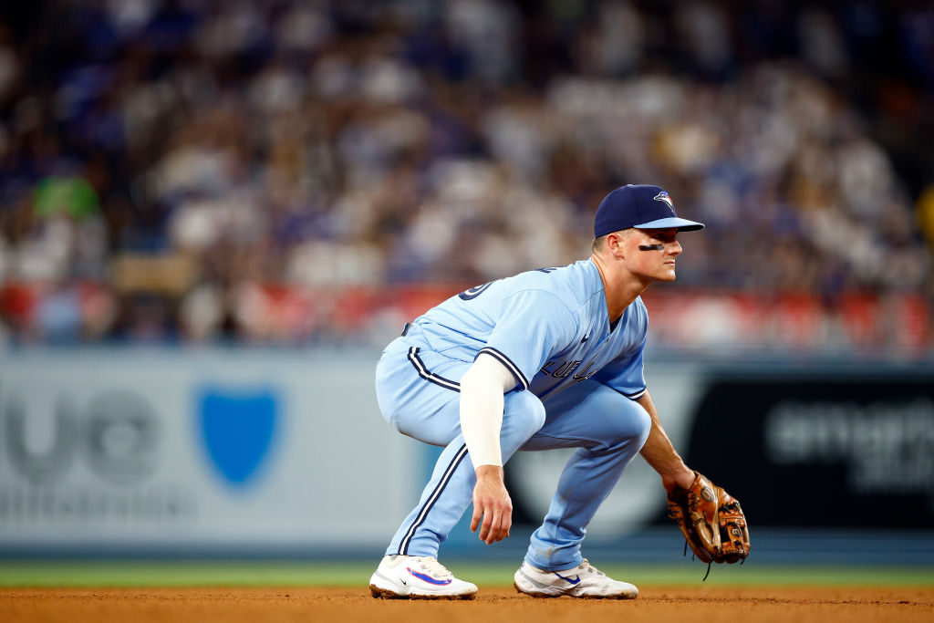LOS ANGELES, CALIFORNIA - JULY 25: Matt Chapman #26 of the Toronto Blue Jays in the fifth inning at...