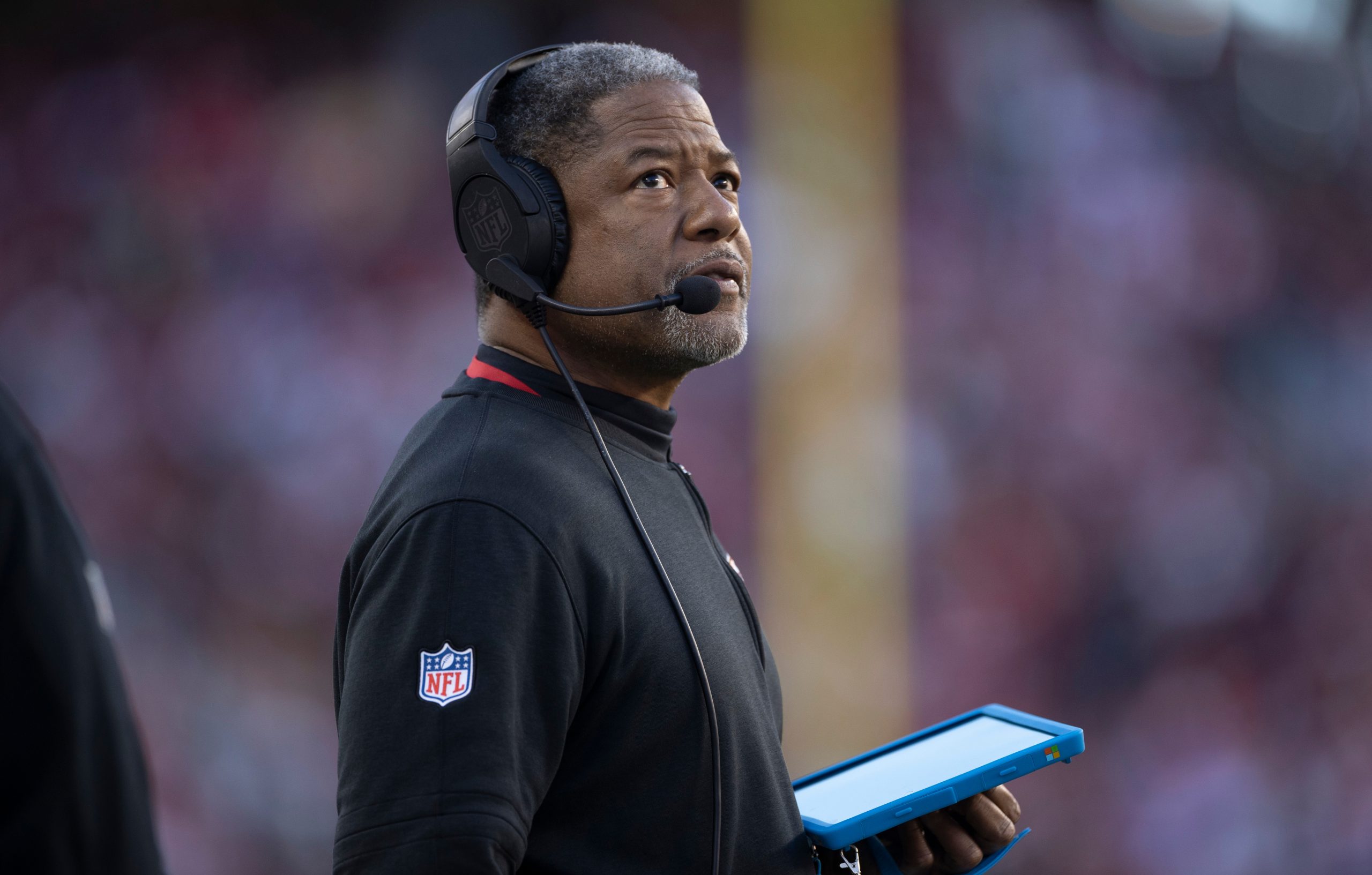 Defensive Coordinator Steve Wilks of the San Francisco 49ers on the sideline during the game agains...