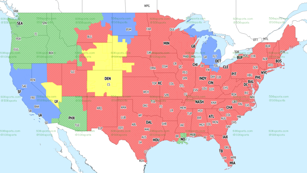 Las Vegas Raiders vs Denver Broncos viewing map. (Courtesy of 506 Sports)