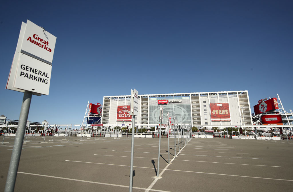 An exterior view of the stadium prior to the Philadelphia Eagles v San Francisco 49ers game at Levi...