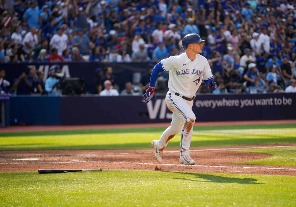 TORONTO, ON - SEPTEMBER 17: Matt Chapman #26 of the Toronto Blue Jays runs the bases on a walk off ...