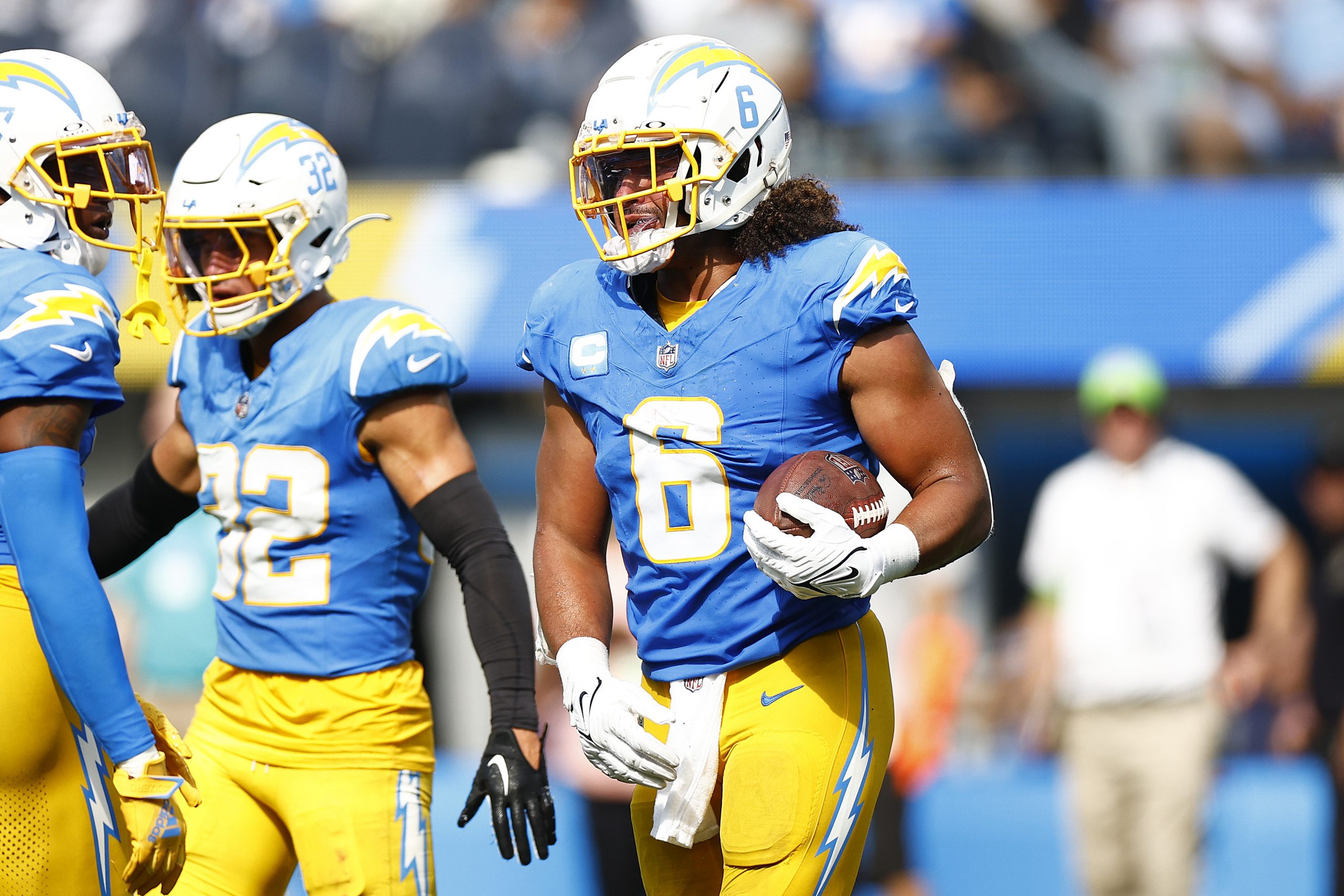 Eric Kendricks #6 of the Los Angeles Chargers at SoFi Stadium on September 10, 2023 in Inglewood, C...