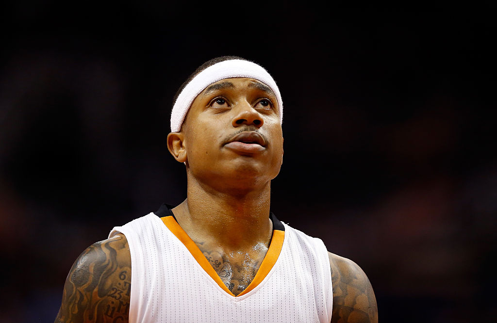 Isaiah Thomas #3 of the Phoenix Suns during the NBA game against the Memphis Grizzlies at US Airway...