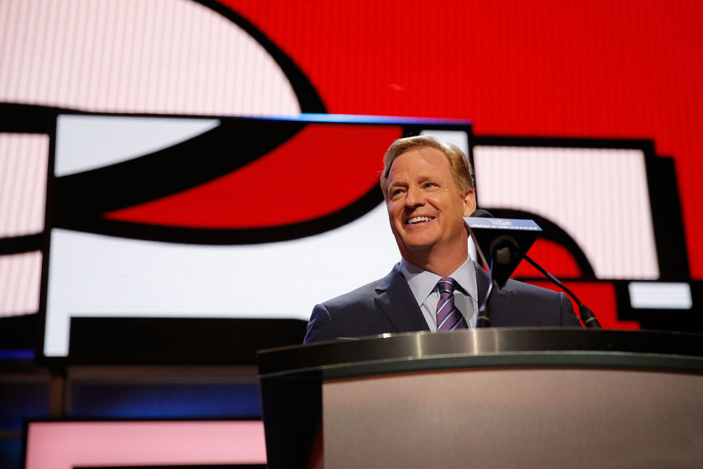 NFL Commissioner Roger Goodell announces for the San Francisco 49ers draft pick...