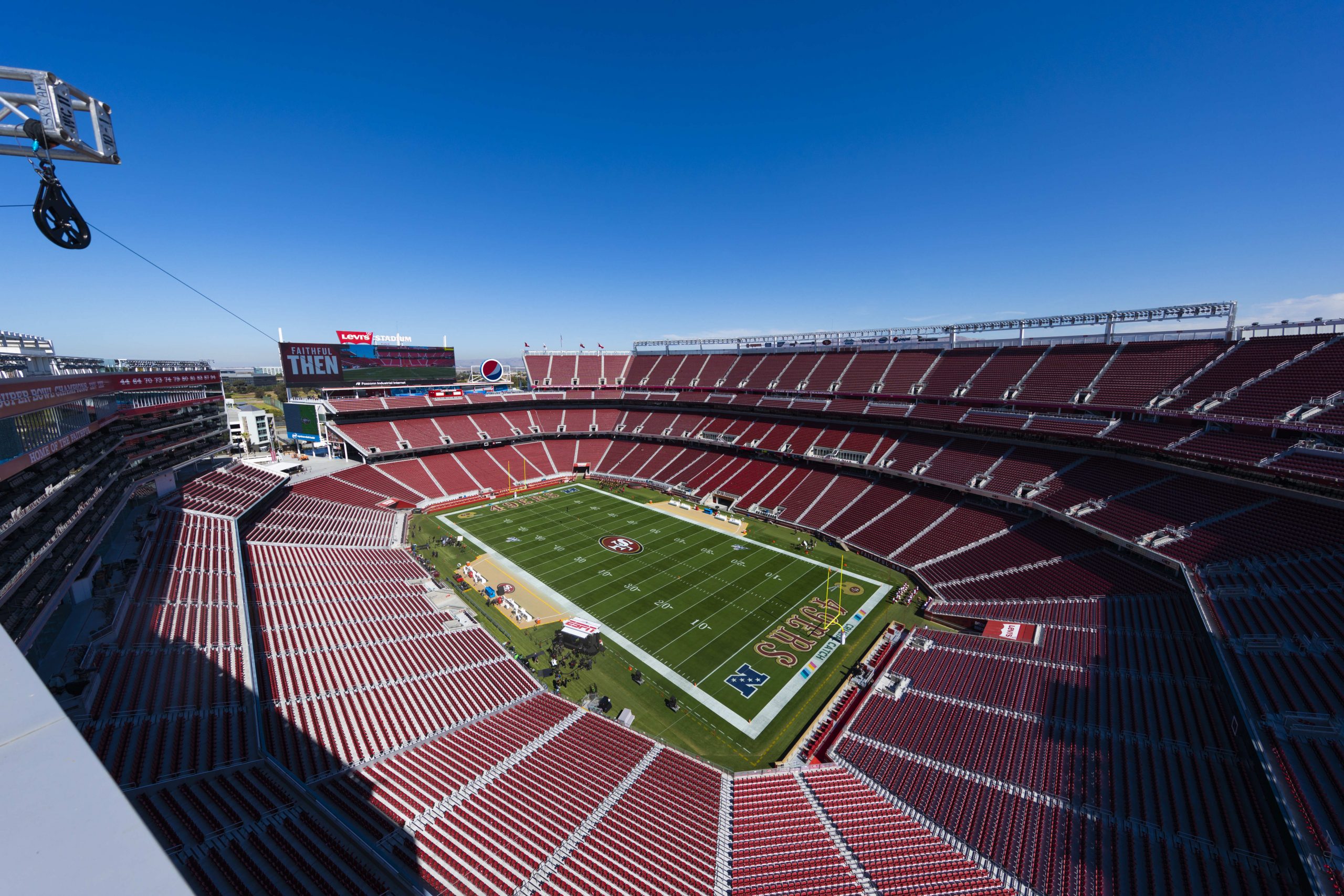 General view of the interior of Levis Stadium from an elevated level during the NFL regular season ...