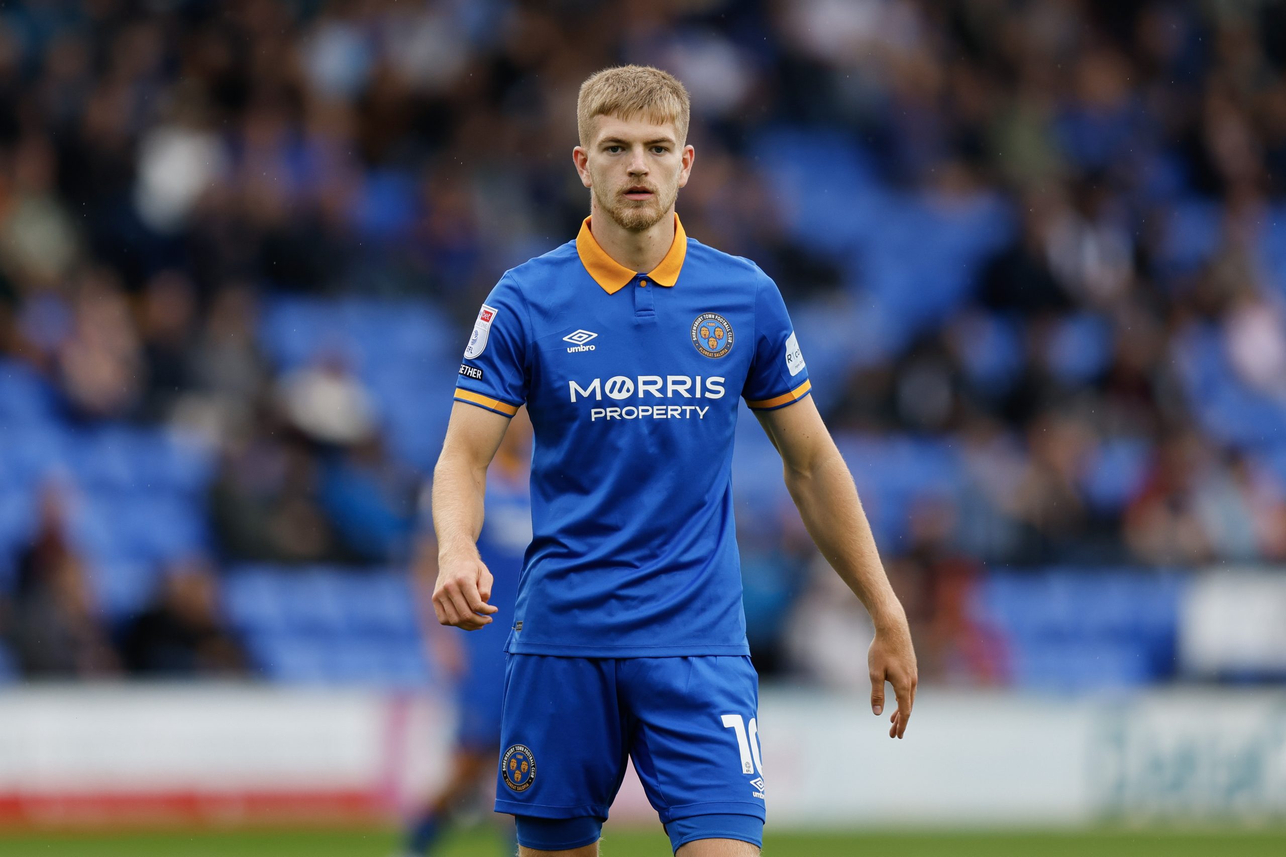 Kieran Phillips of Shrewsbury Town during the Sky Bet League One match between Shrewsbury Town and ...