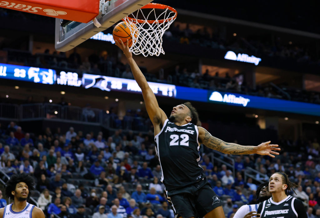 NEWARK, NEW JERSEY - JANUARY 24: Devin Carter #22 of the Providence Friars attempts a shot against ...