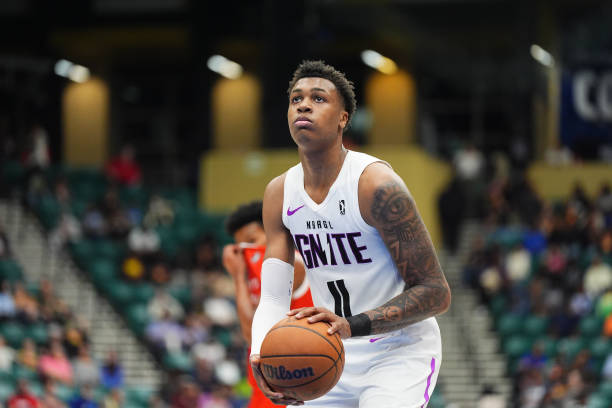 FRISCO, TX - FEBRUARY 27: Tyler Smith #11 of the G League Ignite prepares to shoot a free throw dur...