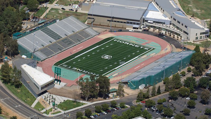 Sacramento State football field in Sacramento, California....