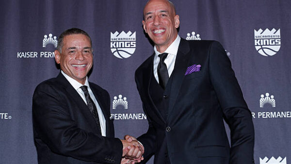 SACRAMENTO, CA - MAY 2: Scott Perry and the Sacramento Kings hold a press conference to announce Doug Christie as Head Coach on May 2, 2025 at the Golden 1 Center in Sacramento, California. NOTE TO USER: User expressly acknowledges and agrees that, by downloading and/or using this Photograph, user is consenting to the terms and conditions of the Getty Images License Agreement. Mandatory Copyright Notice: Copyright 2025 NBAE (Photo by Rocky Widner/NBAE via Getty Images)