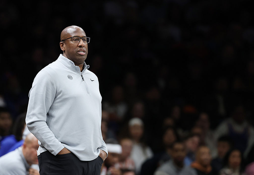 NEW YORK, NEW YORK - NOVEMBER 24: Head Coach Mike Brown of the New York Knicks looks on against the...