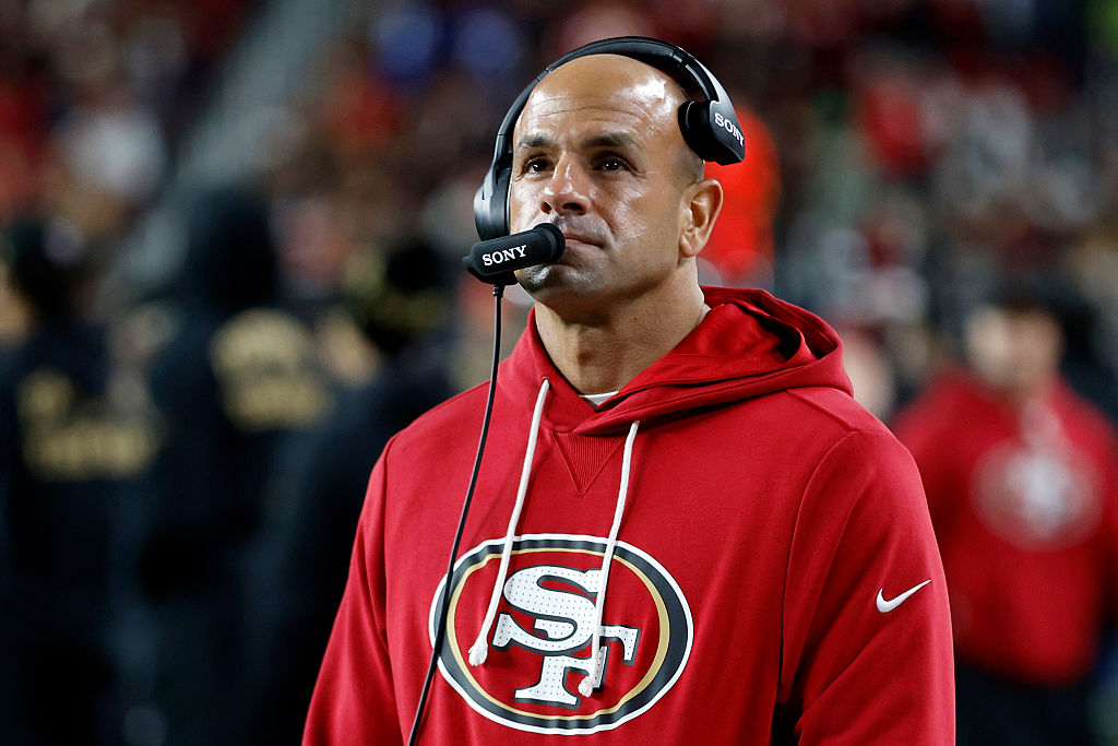 SANTA CLARA, CALIFORNIA - JANUARY 03: Defensive coordinator Robert Saleh of the San Francisco 49ers...