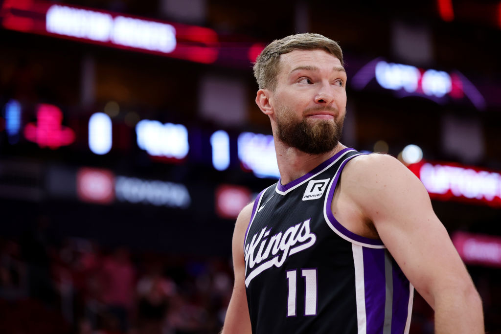HOUSTON, TEXAS - MARCH 01: Domantas Sabonis #11 of the Sacramento Kings looks on against the Housto...