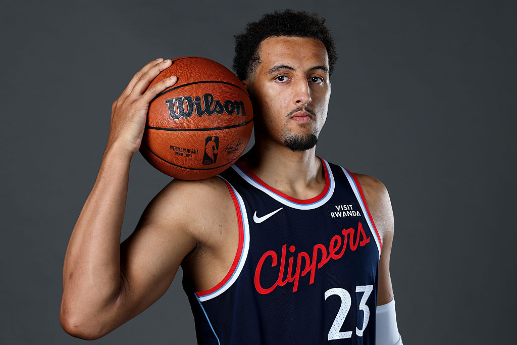 INGLEWOOD, CALIFORNIA - SEPTEMBER 29: Patrick Baldwin Jr. #23 of the Los Angeles Clippers poses for...