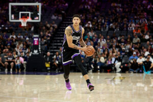 SACRAMENTO, CALIFORNIA - MARCH 11: Nique Clifford #5 of the Sacramento Kings dribbles the ball against the Charlotte Hornets at Golden 1 Center on March 11, 2026 in Sacramento, California. NOTE TO USER: User expressly acknowledges and agrees that, by downloading and/or using this photograph, user is consenting to the terms and conditions of the Getty Images License Agreement. (Photo by Ezra Shaw/Getty Images) NBA Draft Lottery