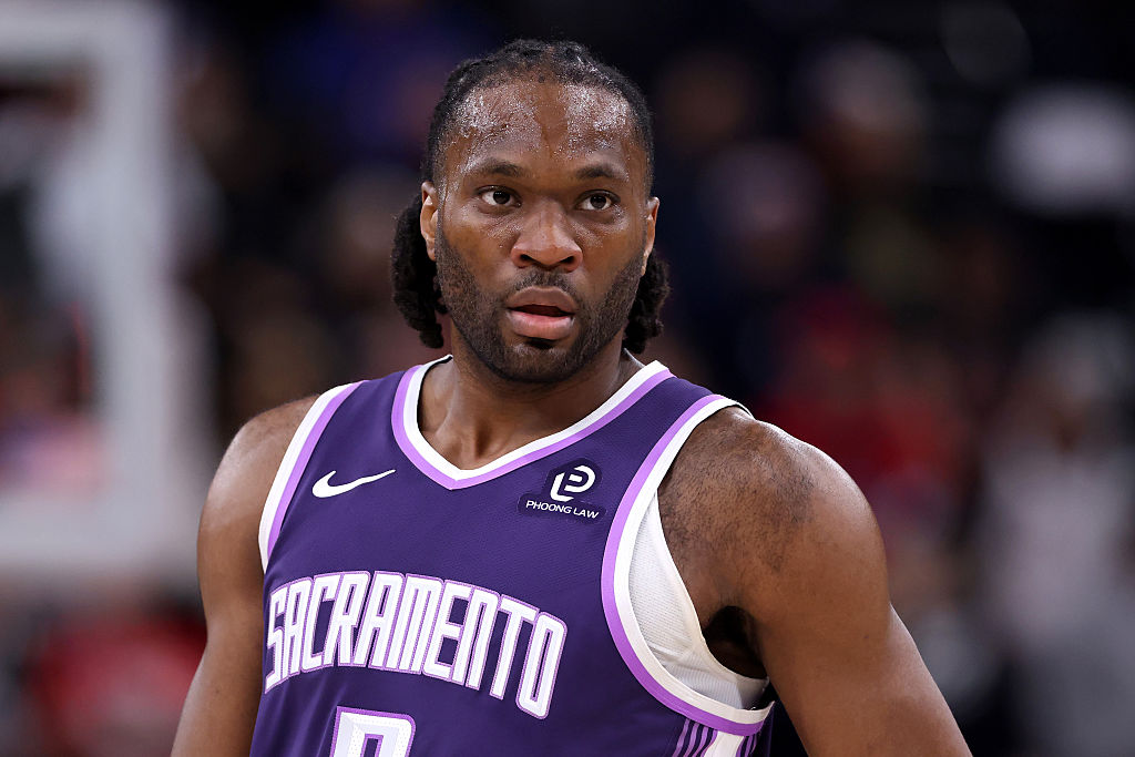INGLEWOOD, CALIFORNIA - DECEMBER 30: Precious Achiuwa #9 of the Sacramento Kings looks on a at Intu...
