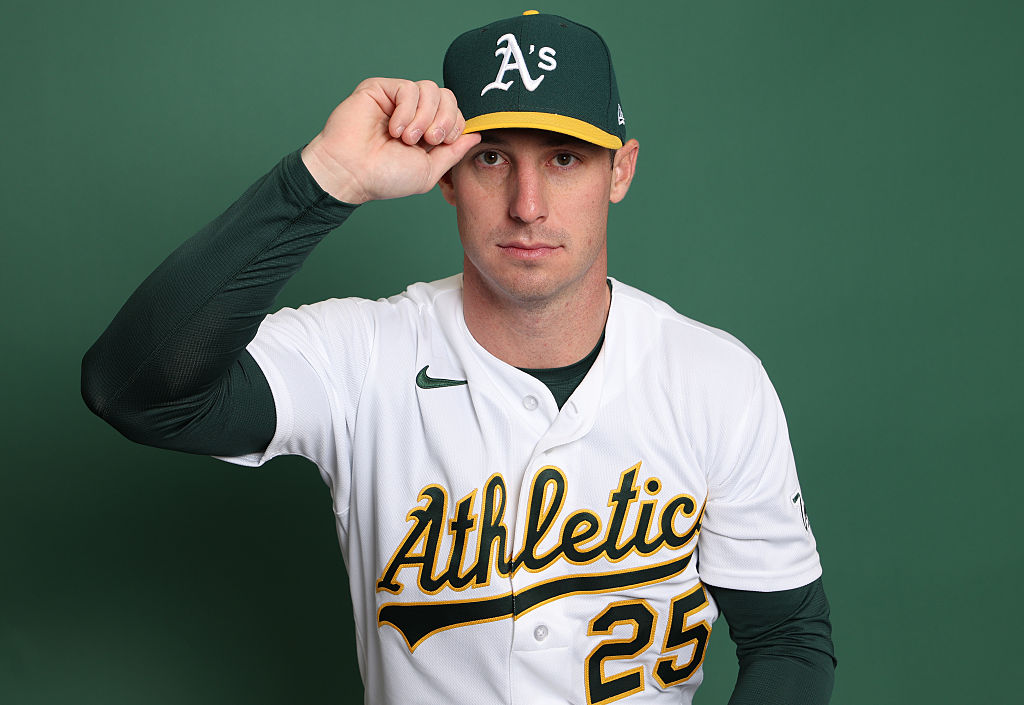 MESA, ARIZONA - FEBRUARY 20: Brent Rooker #25 of the Athletics poses for a portrait during photo da...
