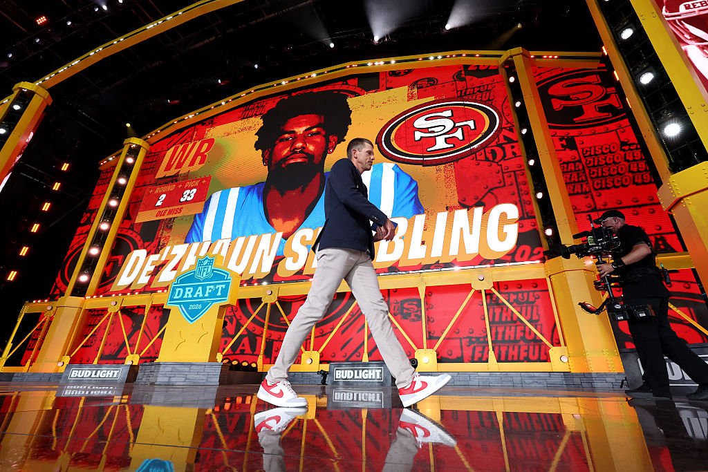 PITTSBURGH, PENNSYLVANIA - APRIL 24: Former Punter Andy Lee walks off stage after announcing the 33...