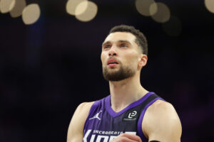 SACRAMENTO, CALIFORNIA - JANUARY 06: Zach Lavine #8 of the Sacramento Kings stands on the court during their game against the Dallas Mavericks at Golden 1 Center on January 06, 2026 in Sacramento, California. NOTE TO USER: User expressly acknowledges and agrees that, by downloading and/or using this photograph, user is consenting to the terms and conditions of the Getty Images License Agreement. (Photo by Ezra Shaw/Getty Images)