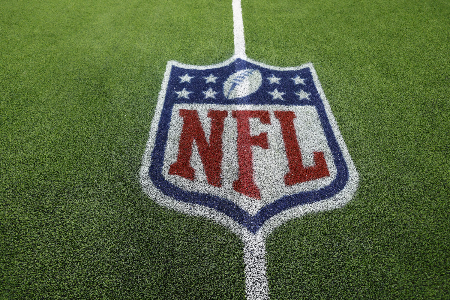 INGLEWOOD, CALIFORNIA - NOVEMBER 23: The NFL logo on the field after a game between the Philadelphi...