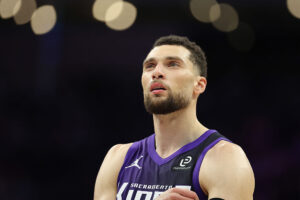 SACRAMENTO, CALIFORNIA - JANUARY 06: Zach Lavine #8 of the Sacramento Kings stands on the court during their game against the Dallas Mavericks at Golden 1 Center on January 06, 2026 in Sacramento, California. NOTE TO USER: User expressly acknowledges and agrees that, by downloading and/or using this photograph, user is consenting to the terms and conditions of the Getty Images License Agreement. (Photo by Ezra Shaw/Getty Images)