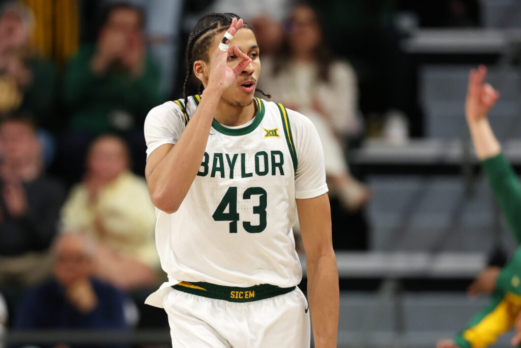 Sactown Scouting Report: Cameron Carr #43 of the Baylor Bears reacts after scoring during the second half against the Arizona Wildcats at Foster Pavilion on February 24, 2026 in Waco, Texas. (Photo by Sam Hodde/Getty Images)