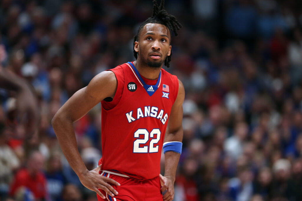 Sactown Scouting Report: Darryn Peterson #22 of the Kansas Jayhawks watches during a timeout in the game against the Kansas State Wildcats at Allen Fieldhouse on March 07, 2026 in Lawrence, Kansas. (Photo by Jamie Squire/Getty Images)