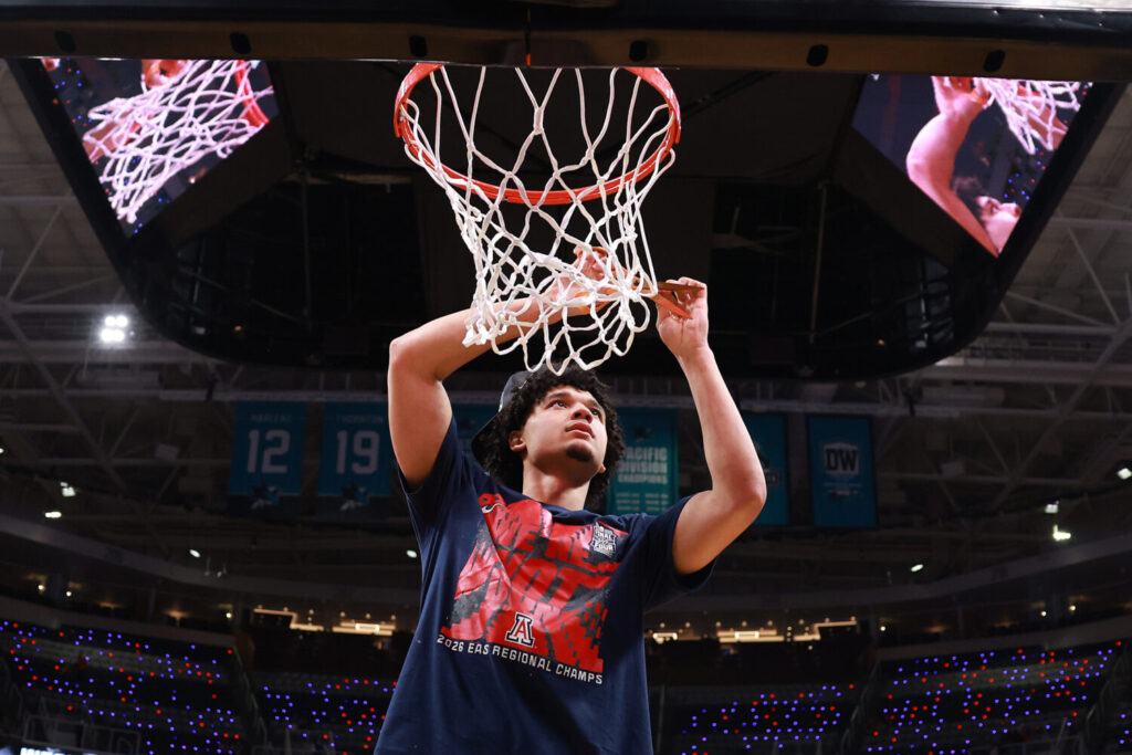 Sactown Scouting Report: Brayden Burries #5 of the Arizona Wildcats cuts down the net after defeating the Purdue Boilermakers 79-64 in the Elite Eight of the 2026 NCAA Men's Basketball Tournament at SAP Center on March 28, 2026 in San Jose, California. (Photo by Ezra Shaw/Getty Images)