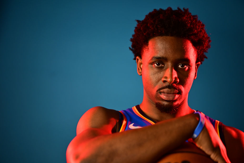 OKLAHOMA CITY, OKLAHOMA - SEPTEMBER 30: Adam Flagler #14 of the Oklahoma City Thunder at Paycom Cen...