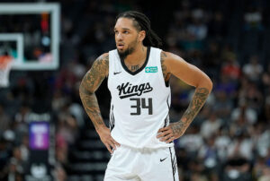 SACRAMENTO, CALIFORNIA - JULY 04: Emanuel Sharp #34 of the Sacramento Kings looks on against the Brooklyn Nets during the second half in the California Classic a NBA Summer League game at Golden 1 Center on July 04, 2026 in Sacramento, California. NOTE TO USER: User expressly acknowledges and agrees that, by downloading and or using this photograph, User is consenting to the terms and conditions of the Getty Images License Agreement. (Photo by Thearon W. Henderson/Getty Images)