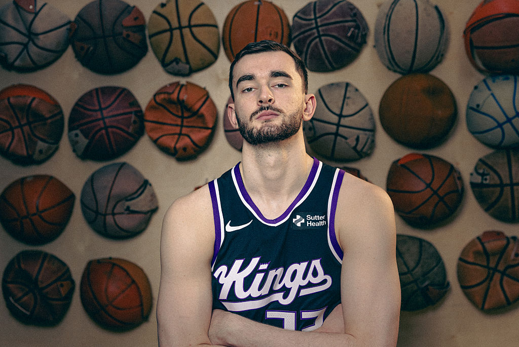 LAS VEGAS, NEVADA - JULY 15: (Editors Note: Tonal effects have been applied to this image) Alex Karaban #33 of the Sacramento Kings poses for a portrait during the 2026 NBA Rookie Photo Shoot at UNLV on July 15, 2026 in Las Vegas, Nevada. (Photo by Carmen Mandato/Getty Images)