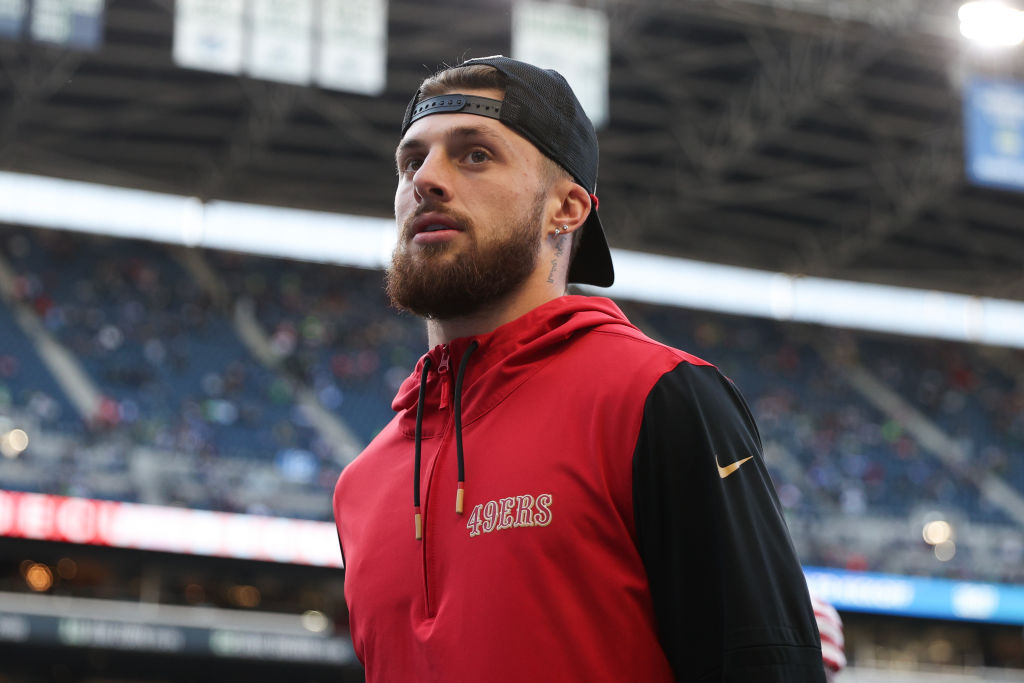 SEATTLE, WASHINGTON - OCTOBER 10: Ricky Pearsall #14 of the San Francisco 49ers looks on prior to a...