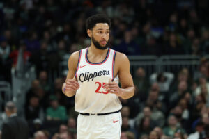 MILWAUKEE, WISCONSIN - FEBRUARY 20: Ben Simmons #25 of the LA Clippers walks backcourt during a game against the Milwaukee Bucks at Fiserv Forum on February 20, 2025 in Milwaukee, Wisconsin. NOTE TO USER: User expressly acknowledges and agrees that, by downloading and or using this photograph, User is consenting to the terms and conditions of the Getty Images License Agreement. (Photo by Stacy Revere/Getty Images)