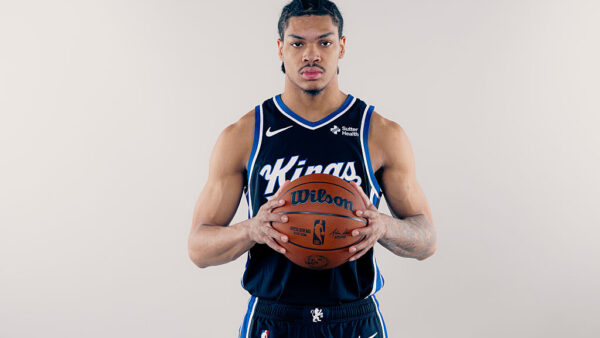 LAS VEGAS, NEVADA - JULY 15: Darius Acuff Jr. #5 of the Sacramento King poses for a portrait during the 2026 NBA Rookie Photo Shoot at UNLV on July 15, 2026 in Las Vegas, Nevada. (Photo by Carmen Mandato/Getty Images) NBA 2K27